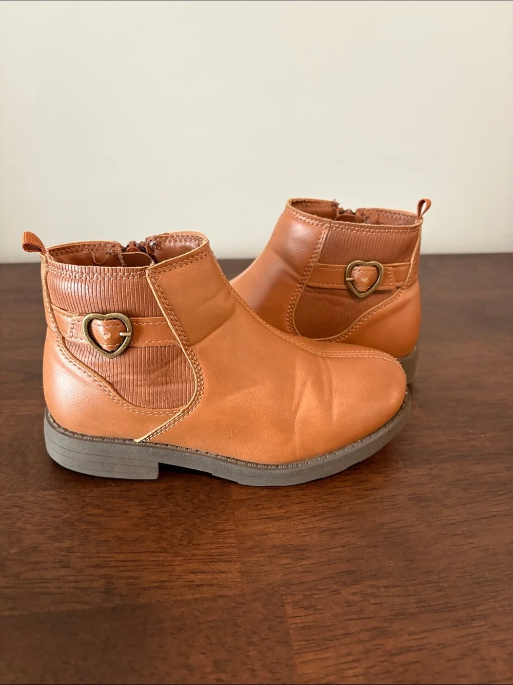 Kids Carters Tan Ankle Boots - Classic Zip-On Style